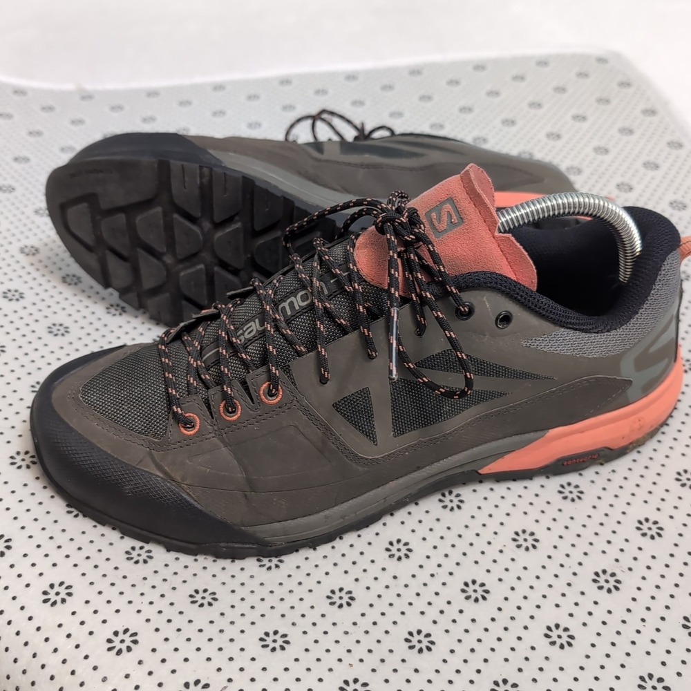 Salomon x Alp Spry GTX 398601 Hiking Shoes Women's US 10 Gray Orange Lace Up